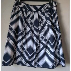 Talbot's Skirt Women's 6 Blue White Geometric Print Pleated 100%‎ Cotton Vintage